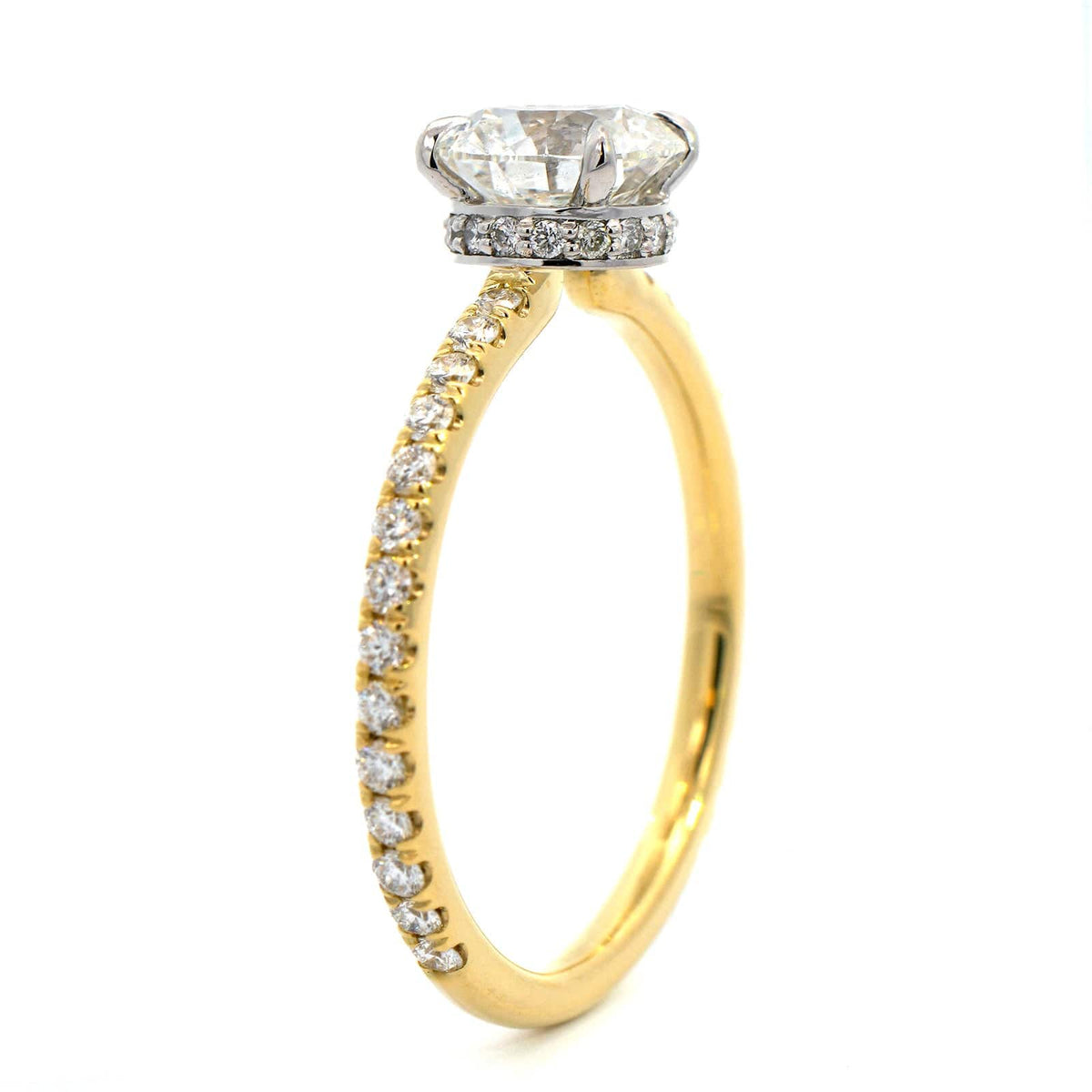 Platinum Round Cut Diamond with Hidden Halo Engagement Ring