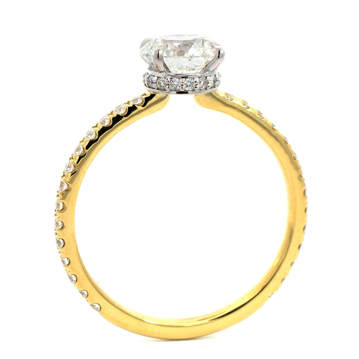 Platinum Round Cut Diamond with Hidden Halo Engagement Ring