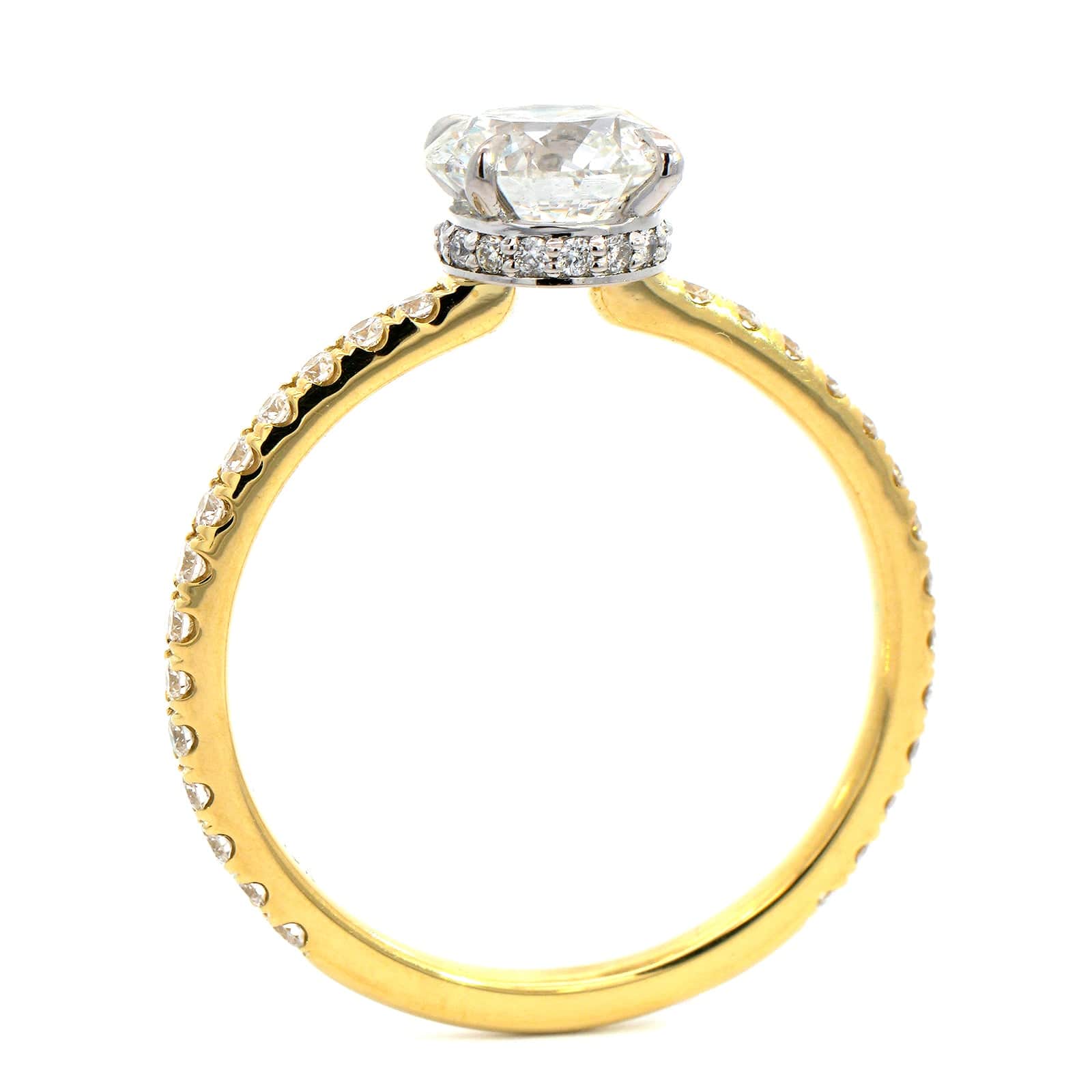 Platinum Round Cut Diamond with Hidden Halo Engagement Ring