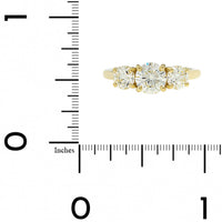 18K Yellow Gold Three Stone Round Diamond Engagement Ring