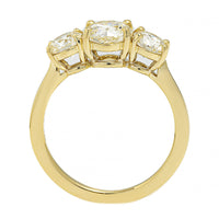 18K Yellow Gold Three Stone Round Diamond Engagement Ring