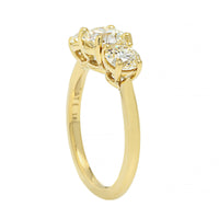 18K Yellow Gold Three Stone Round Diamond Engagement Ring