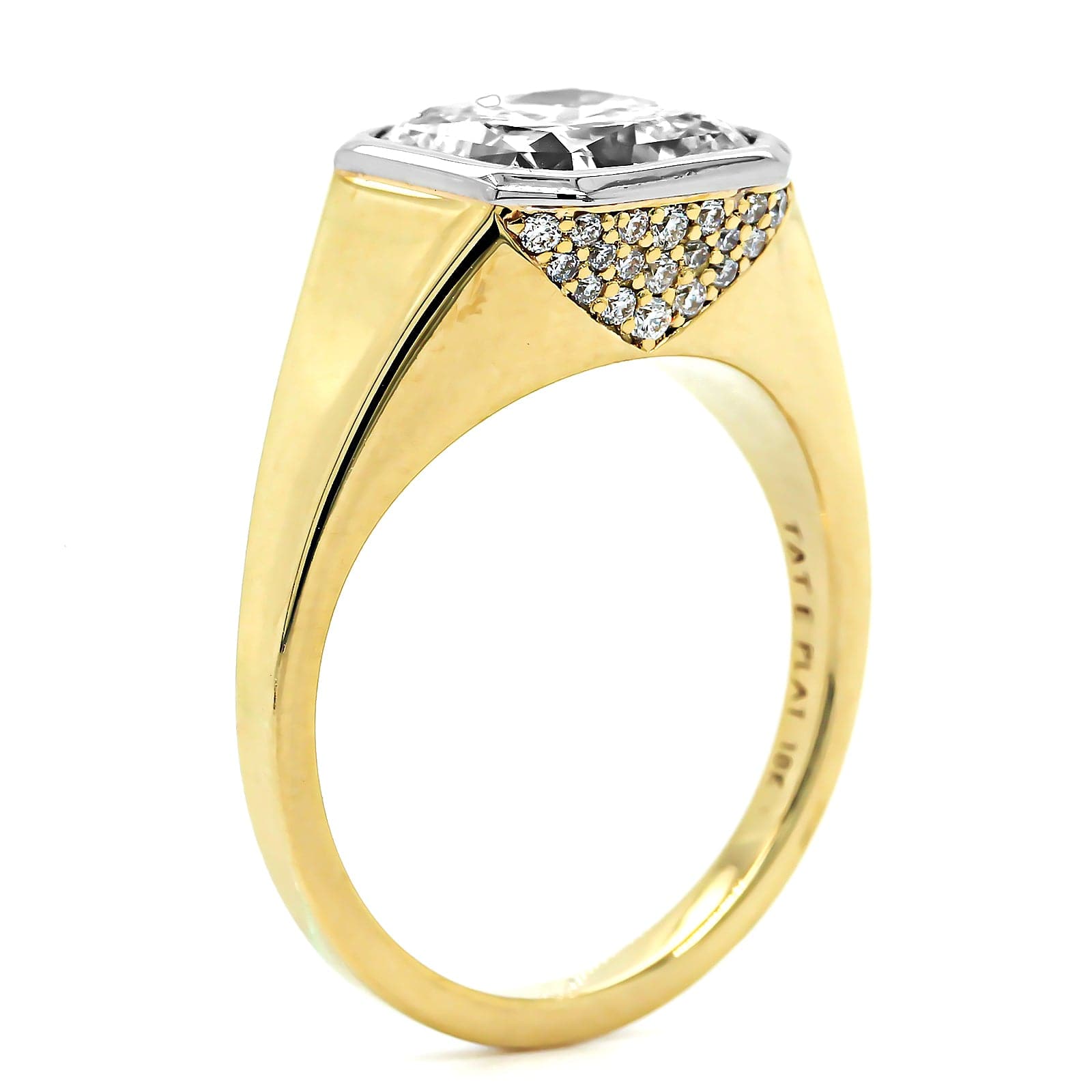 18K Yellow Gold and Platinum Radiant Diamond Engagement Ring – Long's ...