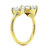 18K Yellow Gold 2 Stone Radiant Cut Diamond Engagement Ring