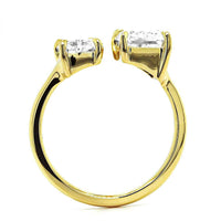 18K Yellow Gold 2 Stone Radiant Cut Diamond Engagement Ring