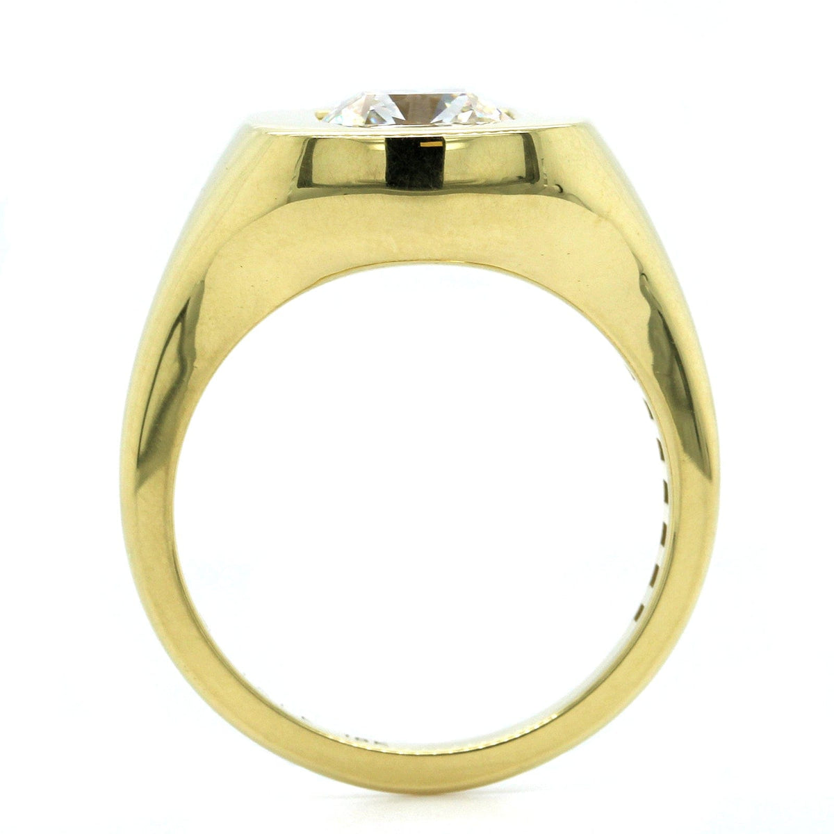 18K Yellow Gold Radiant Cut Diamond Bezel Set Ring
