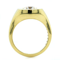 18K Yellow Gold Radiant Cut Diamond Bezel Set Ring