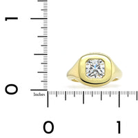 18K Yellow Gold Radiant Cut Diamond Bezel Set Ring