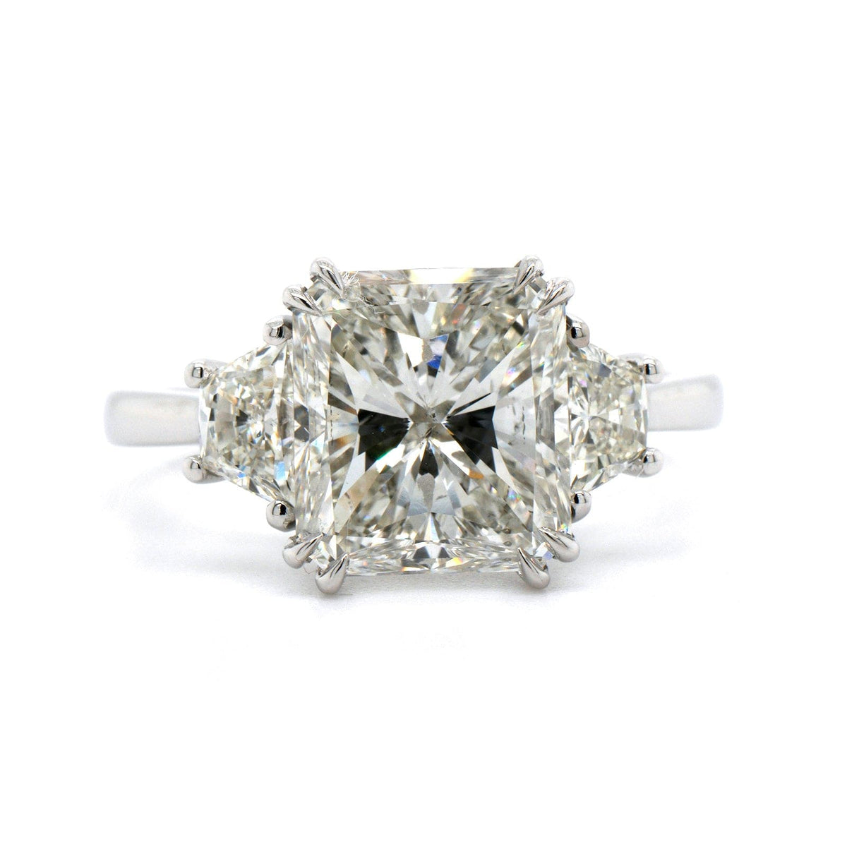 Platinum 3 Stone Radiant Cut Diamond Engagement Ring