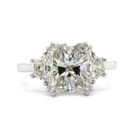 Platinum 3 Stone Radiant Cut Diamond Engagement Ring