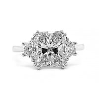 Platinum 3 Stone Radiant Cut Diamond Engagement Ring