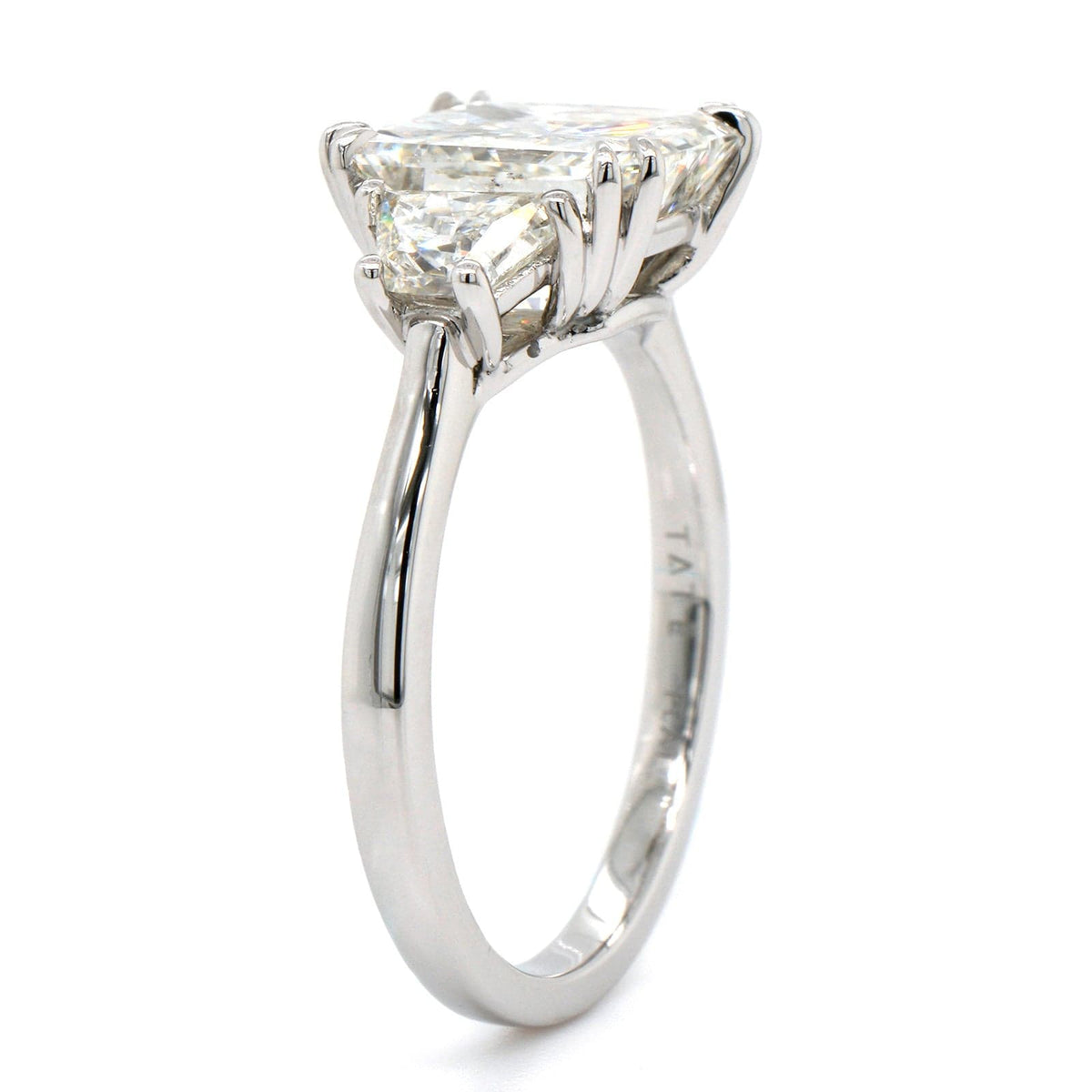 Platinum 3 Stone Radiant Cut Diamond Engagement Ring