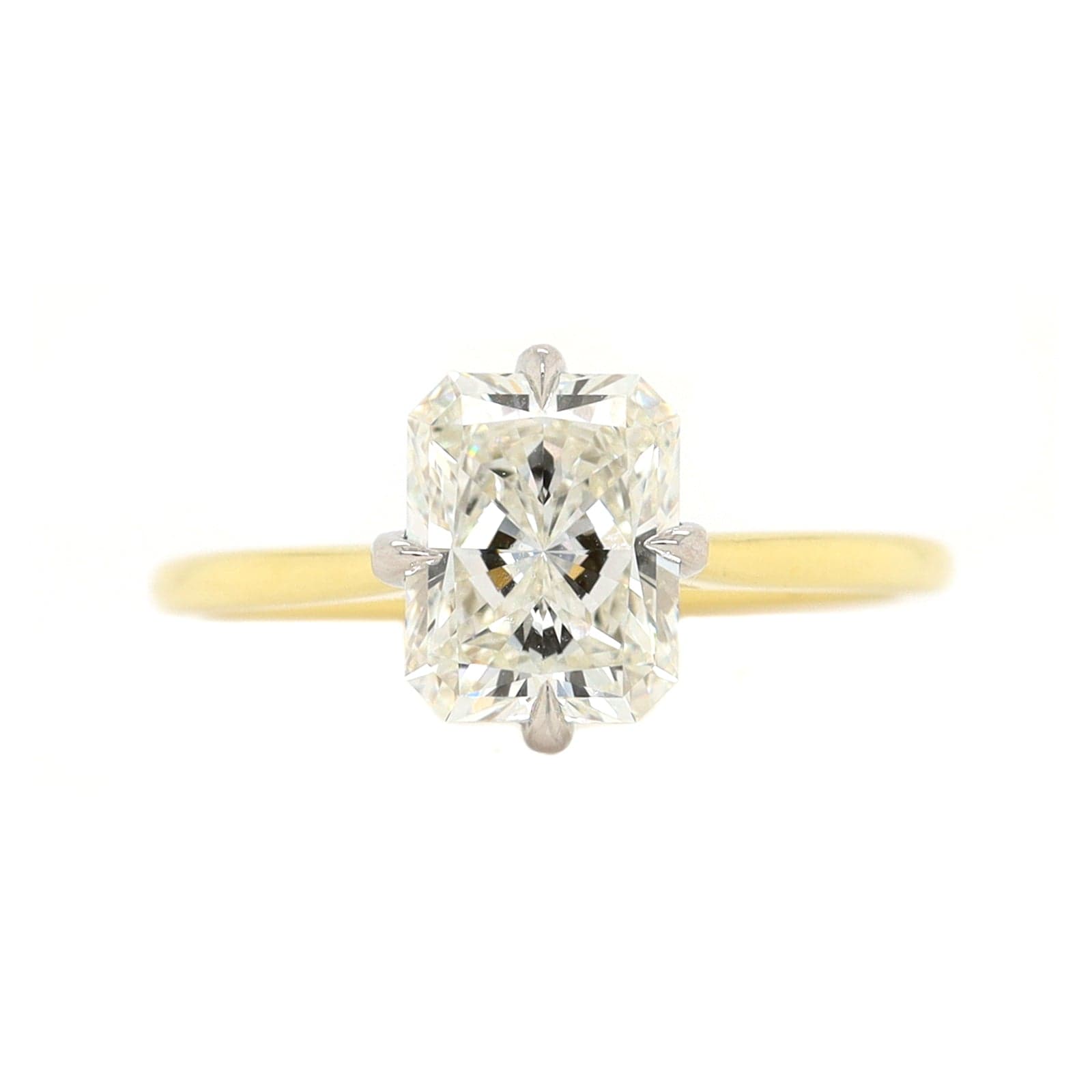 18K Yellow Gold and Platinum Radiant Cut Diamond Engagement Ring