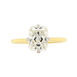 18K Yellow Gold and Platinum Radiant Cut Diamond Engagement Ring