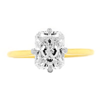 18K Yellow Gold and Platinum Radiant Cut Diamond Engagement Ring