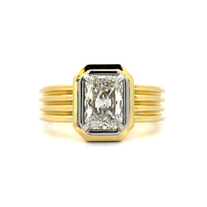18K Yellow Gold and Platinum Radiant Cut Diamond Engagement Ring