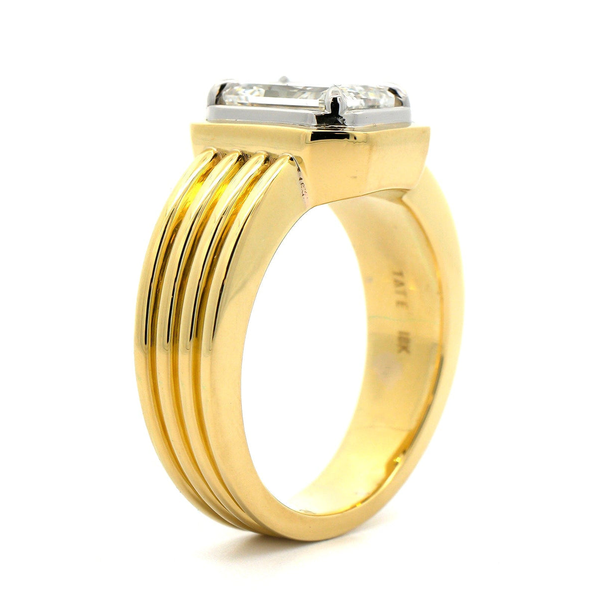 18K Yellow Gold and Platinum Radiant Cut Diamond Engagement Ring