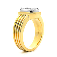 18K Yellow Gold and Platinum Radiant Cut Diamond Engagement Ring
