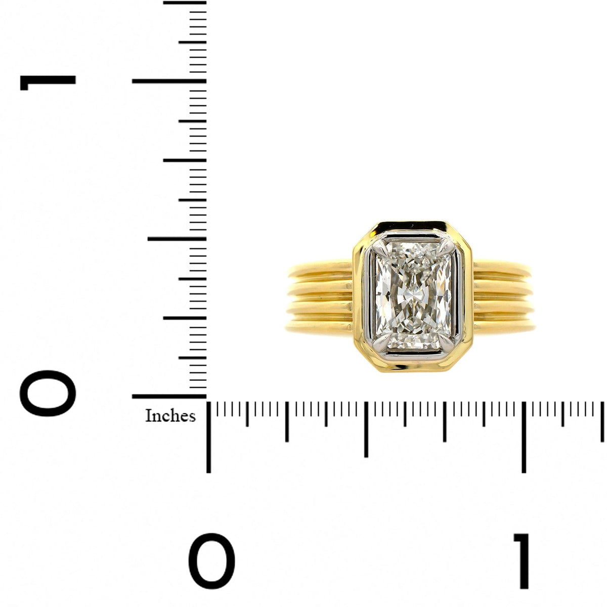 18K Yellow Gold and Platinum Radiant Cut Diamond Engagement Ring