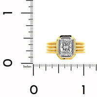 18K Yellow Gold and Platinum Radiant Cut Diamond Engagement Ring