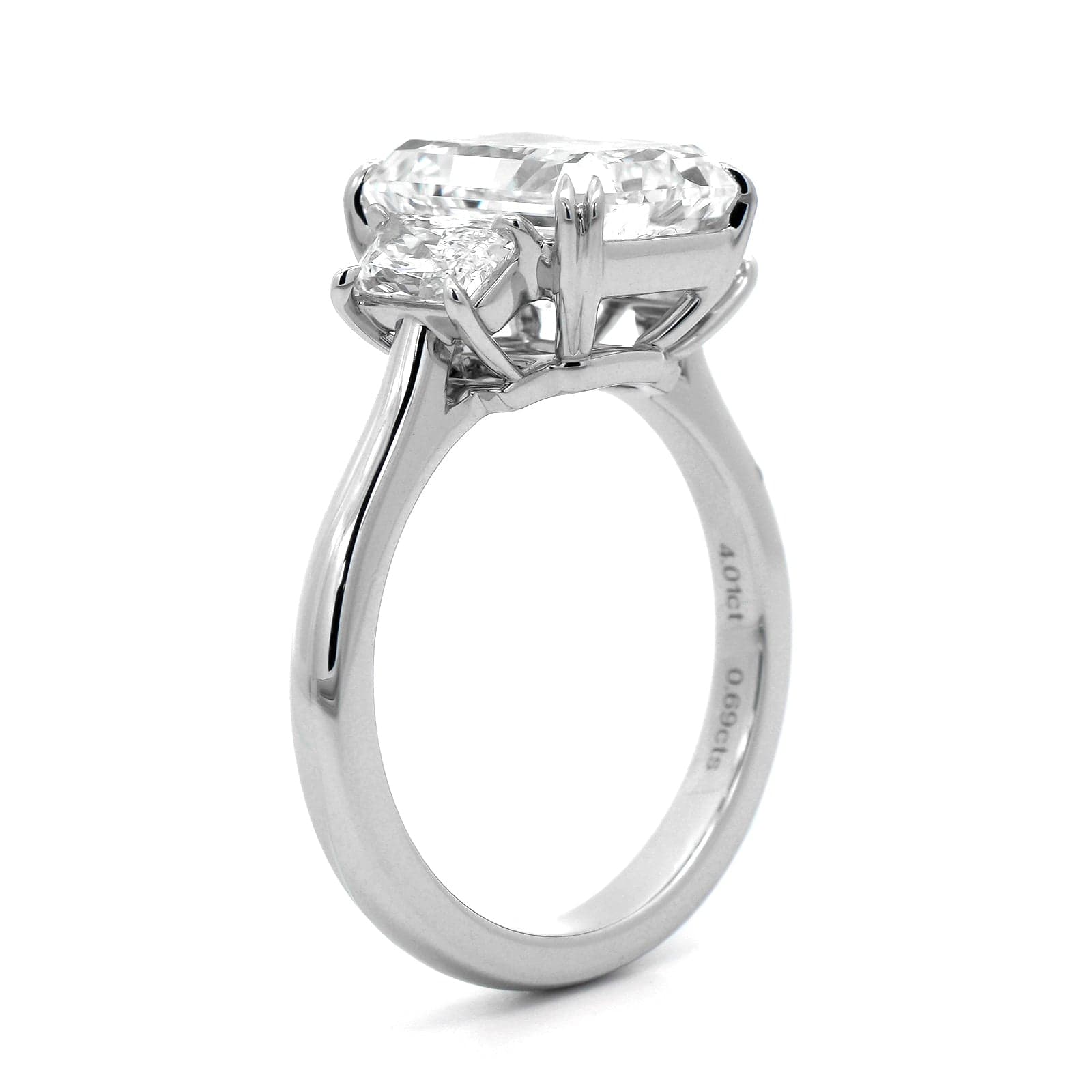 Platinum Radiant Cut Diamond 3 Stone Engagement Ring