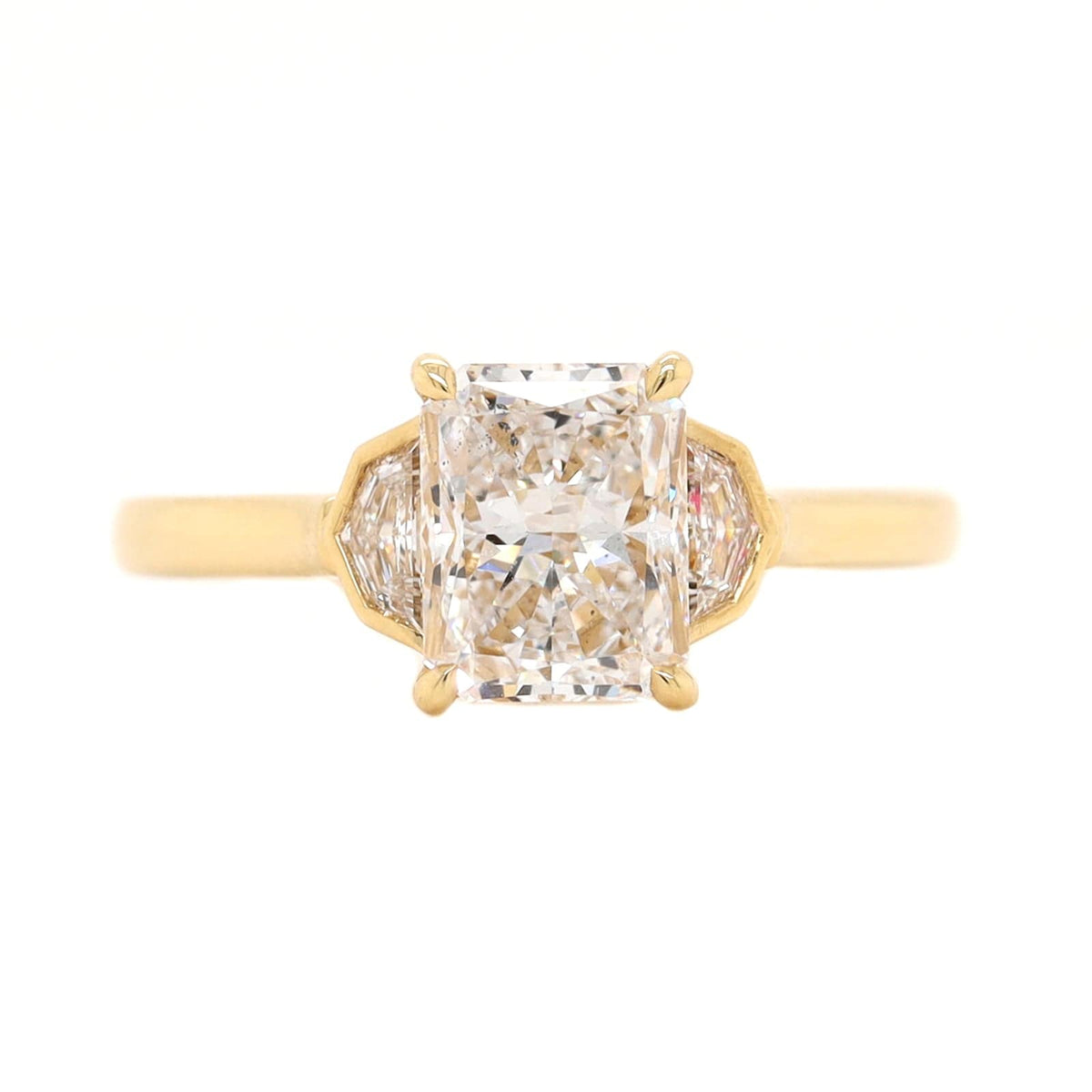 18K Yellow Gold Radiant and Cadillac Cut Diamond Engagement Ring