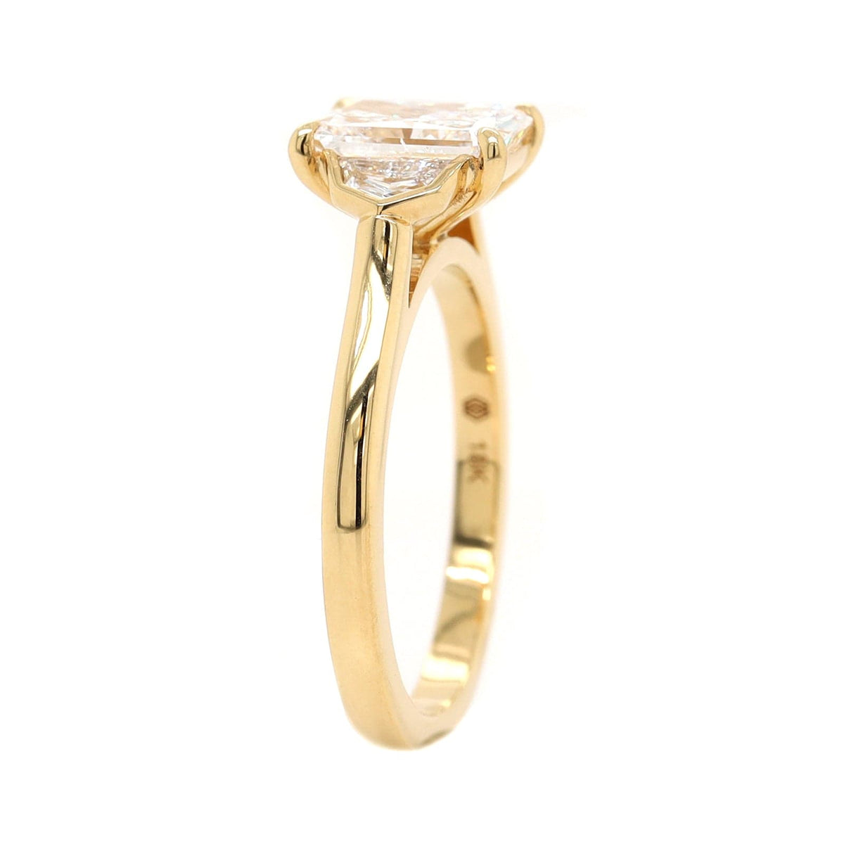 18K Yellow Gold Radiant and Cadillac Cut Diamond Engagement Ring