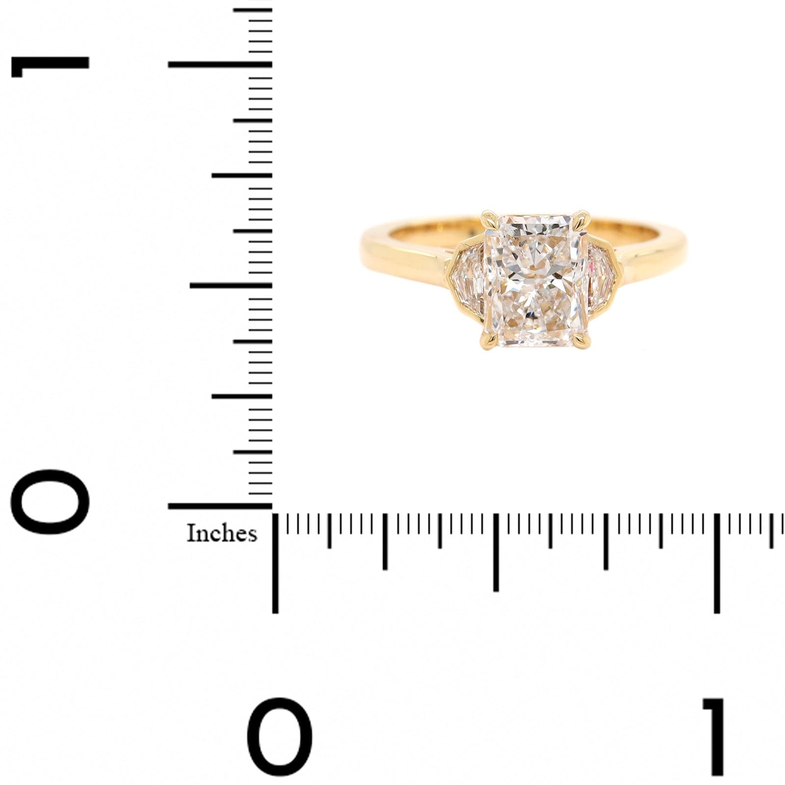 18K Yellow Gold Radiant and Cadillac Cut Diamond Engagement Ring
