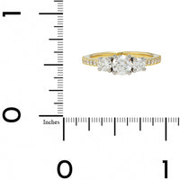 18K Yellow Gold and Platinum Three Stone Round Diamond Engagement Ring