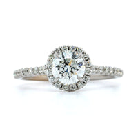 18K White Gold Round Diamond Halo Engagement Ring