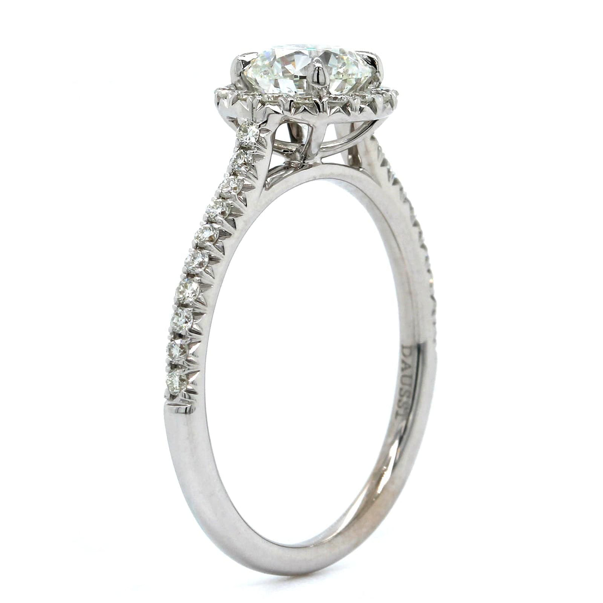 18K White Gold Round Diamond Halo Engagement Ring