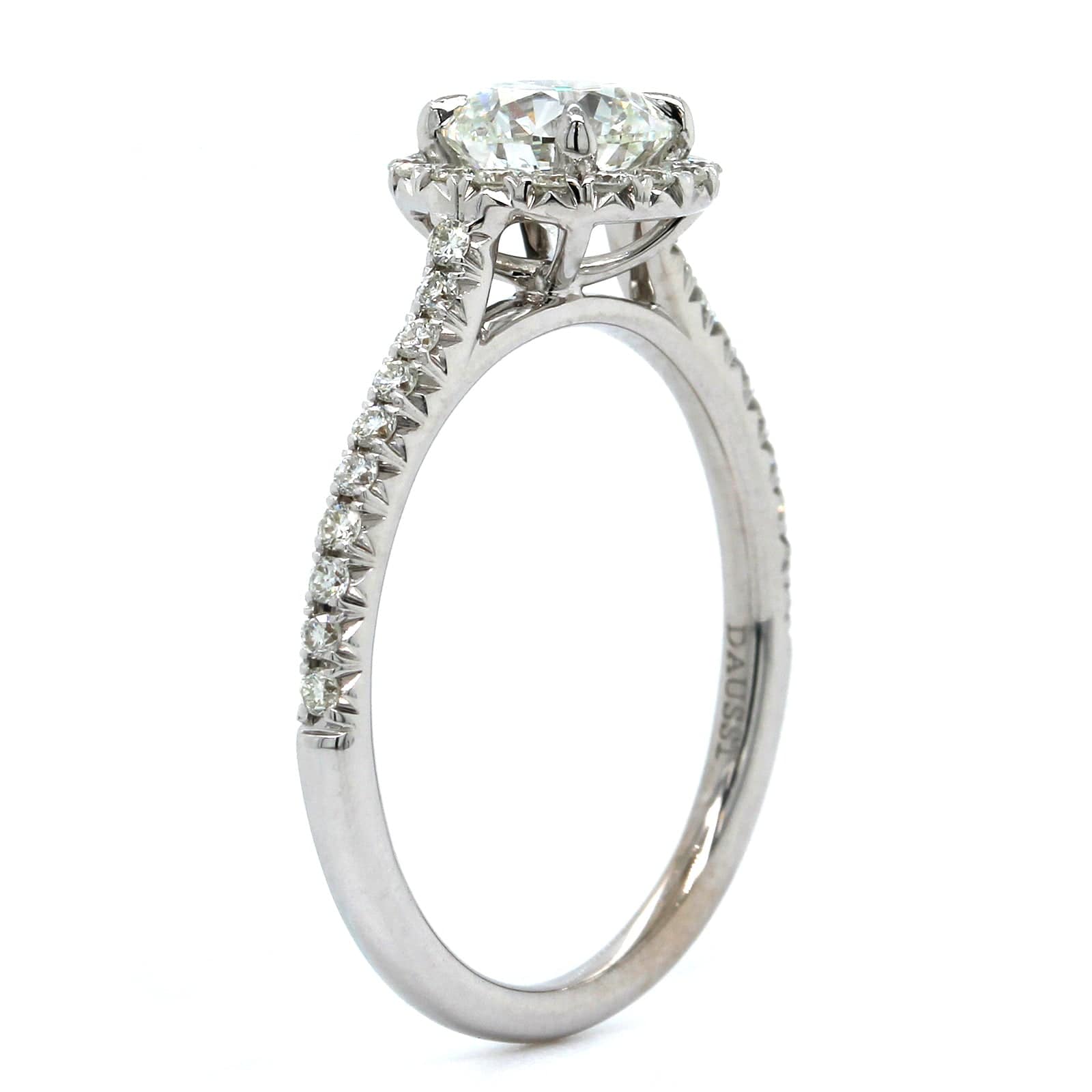 18K White Gold Round Diamond Halo Engagement Ring
