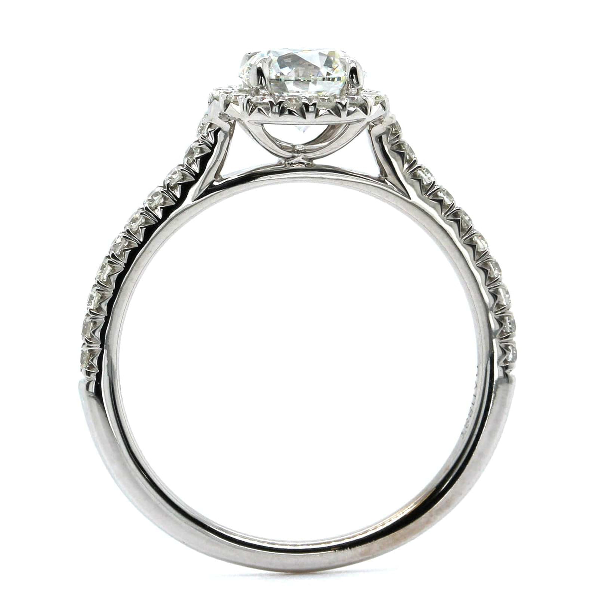18K White Gold Round Diamond Halo Engagement Ring