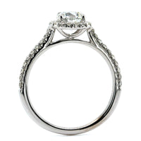 18K White Gold Round Diamond Halo Engagement Ring