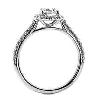 18K White Gold Round Diamond Halo Engagement Ring