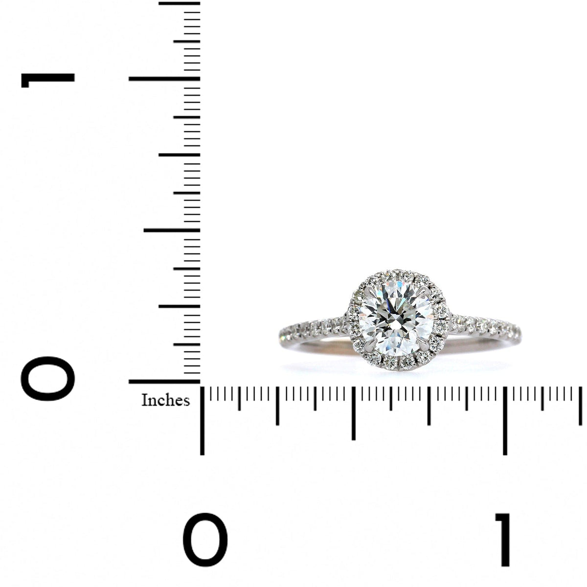 18K White Gold Round Diamond Halo Engagement Ring