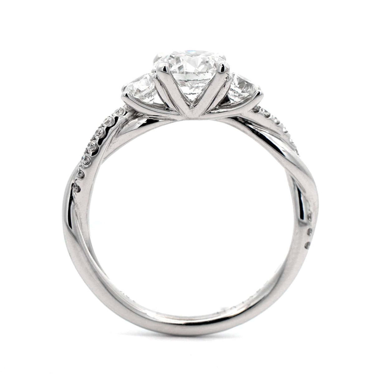 18K White Gold 3 Stone Diamond Engagement Ring