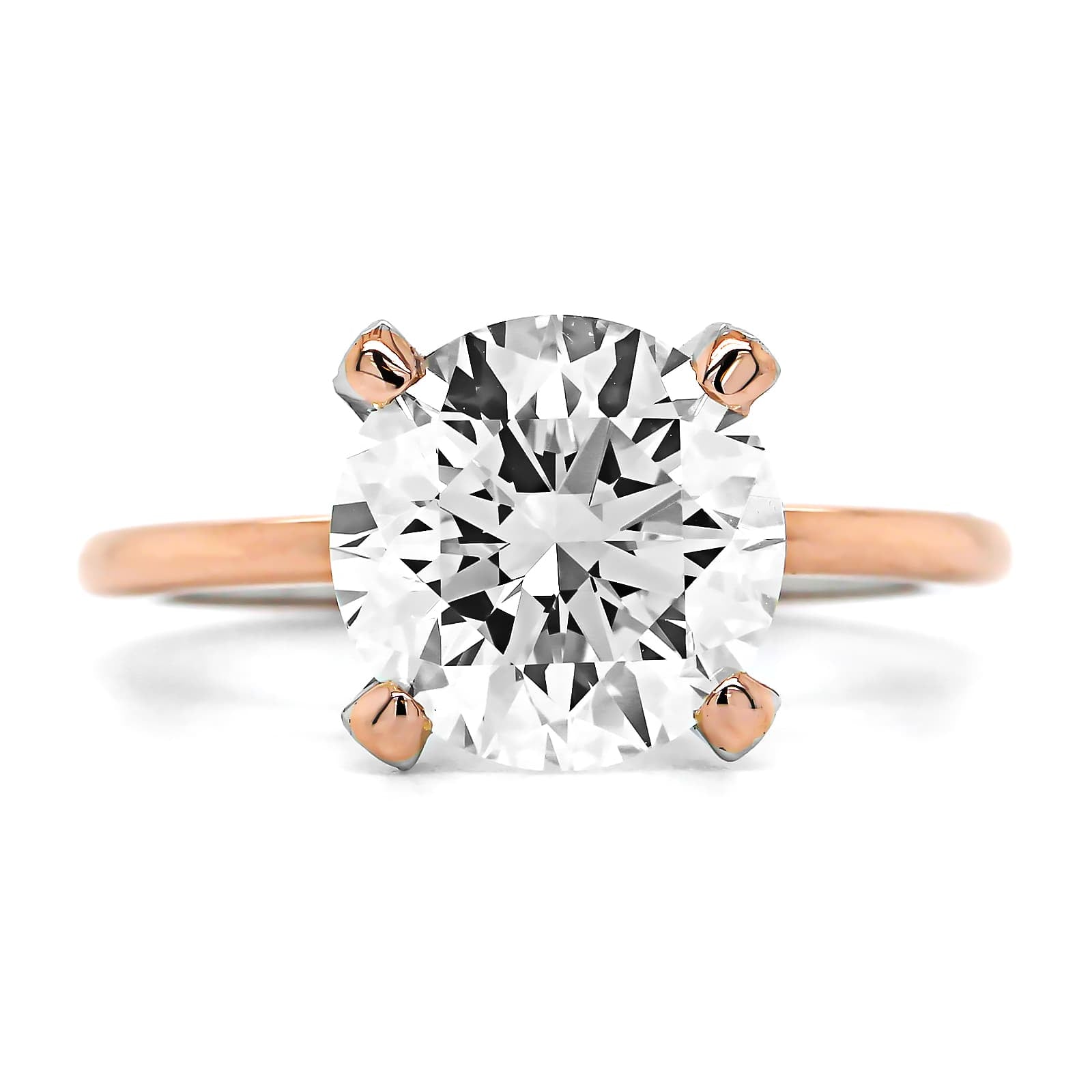 18K Rose Gold and Platinum Round Diamond Solitaire Engagement Ring ...