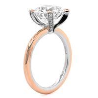 18K Rose Gold and Platinum Round Diamond Solitaire Engagement Ring