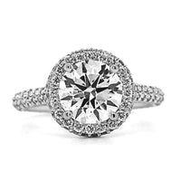 Platinum Round Diamond Halo Engagement Ring
