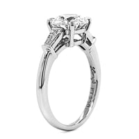 Platinum Round Diamond with Baguette Sides Engagement Ring