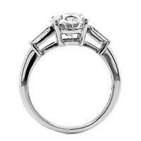 Platinum Round Diamond with Baguette Sides Engagement Ring