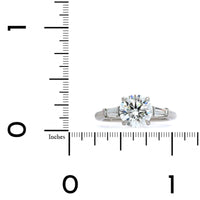 Platinum Round Diamond with Baguette Sides Engagement Ring