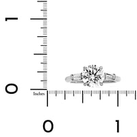 Platinum Round Diamond with Baguette Sides Engagement Ring