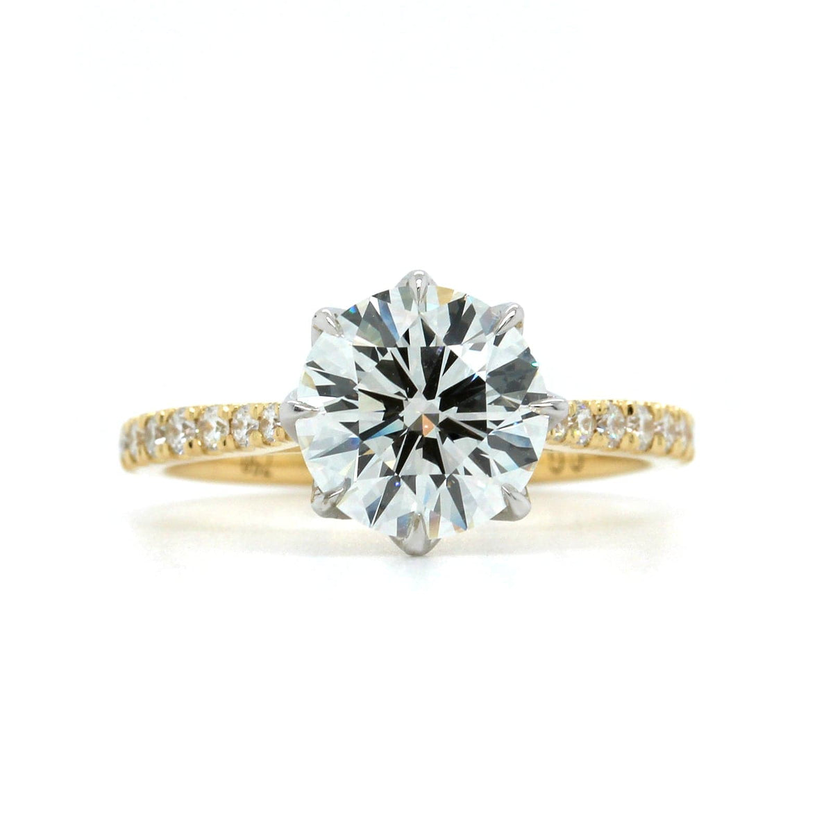 18K Yellow Gold Round Diamond Engagement Ring