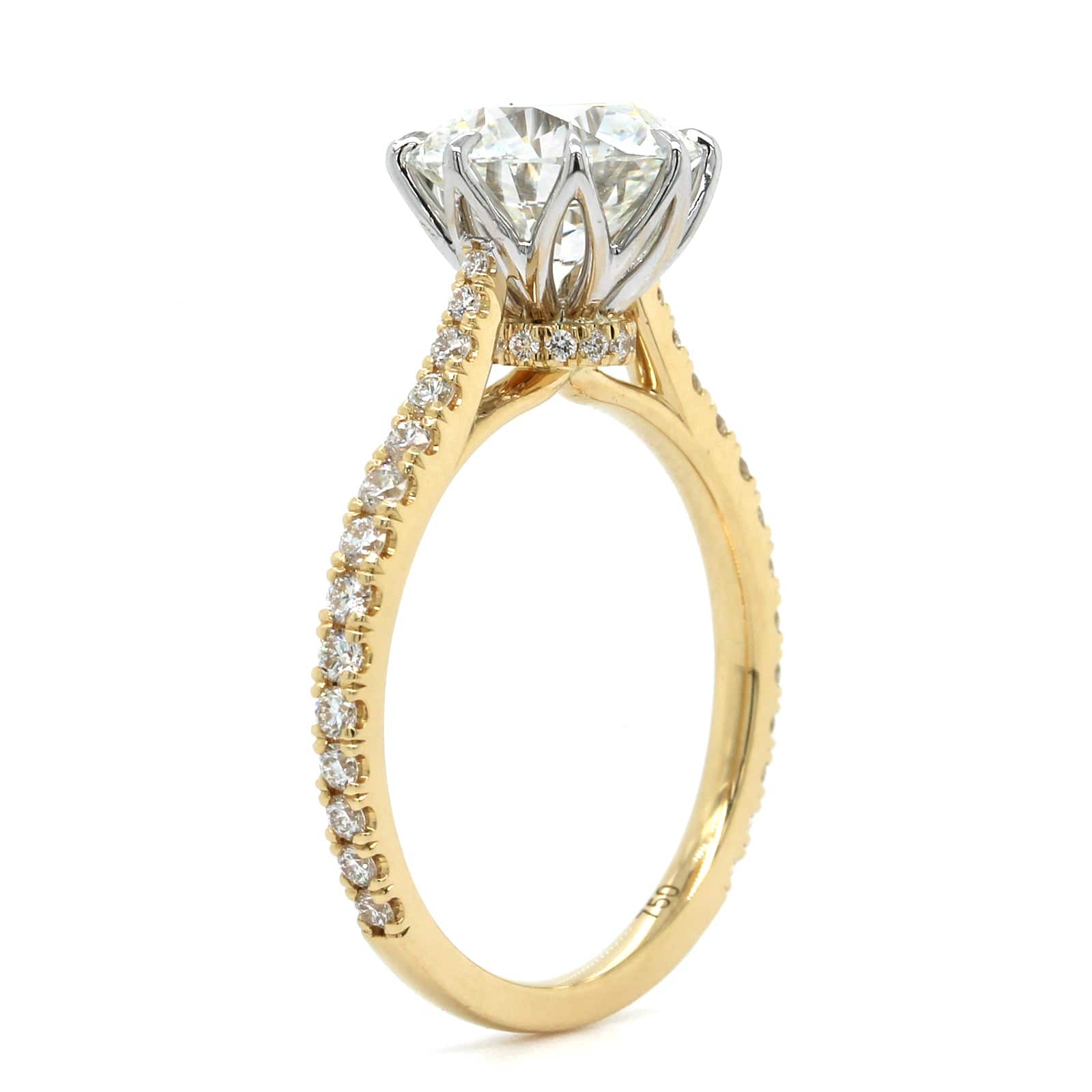 18K Yellow Gold Round Diamond Engagement Ring