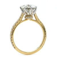 18K Yellow Gold Round Diamond Engagement Ring