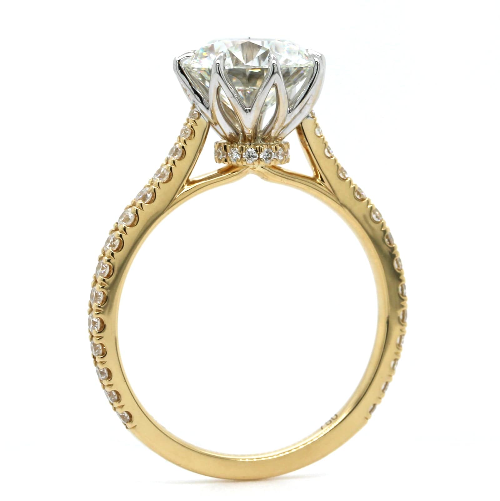 18K Yellow Gold Round Diamond Engagement Ring