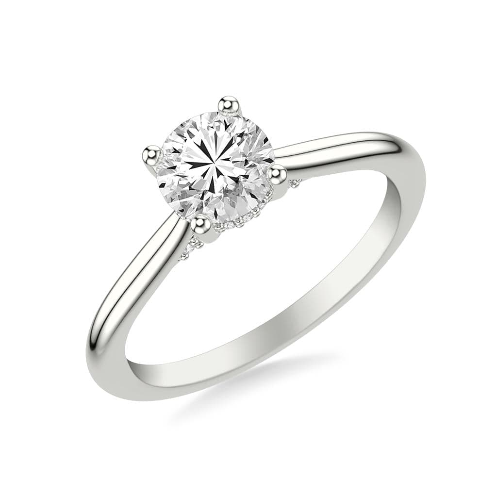 Platinum Round Diamond with Cathedral Mounting Engagement Ring