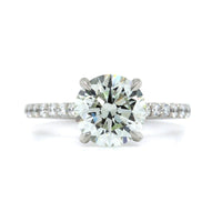 Platinum Round Diamond with Cathedral Mounting Engagement Ring